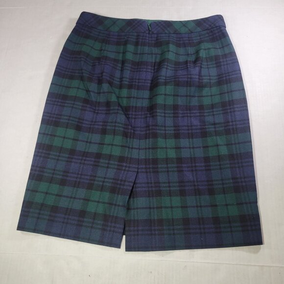 J.Crew Womens Green & Navy Plaid Wool Blend Pencil Skirt Size 2 - Picture 6 of 6